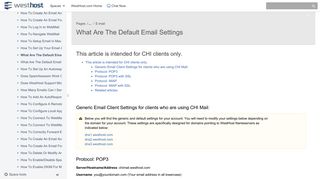 What Are The Default Email Settings - WestHost - WestHost ...
