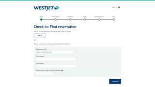 WestJet online check-in