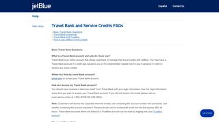 JetBlue | Help Travel Bank and Service Credits FAQs
