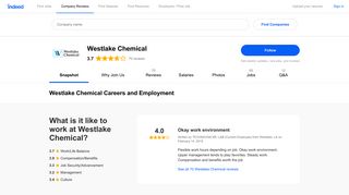 Westlake Chemical Careers and Employment | Indeed.com