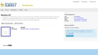 Westlaw UK | University of Surrey - Reading Lists