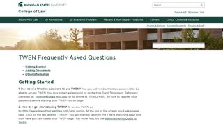 Law Library: TWEN Frequently Asked Questions: Michigan State ...