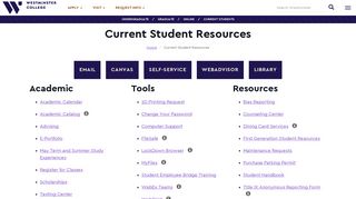Current Student Resources | Westminster College | Utah