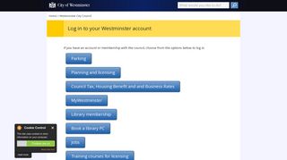 Log in to your Westminster account | Westminster City Council