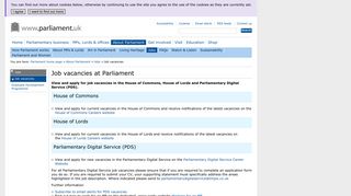 Job vacancies at Parliament - UK Parliament