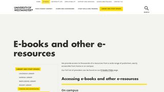 E-books and other e-resources | University of Westminster, London