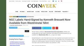 NGC Labels Signed by Kenneth Bressett Available from Westminster ...
