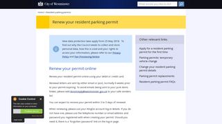 Renew your resident parking permit | Westminster City Council