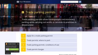 Trade parking permits | Westminster City Council