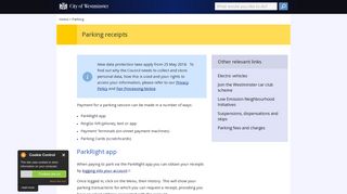 Parking receipts | Westminster City Council