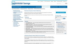 Business Express Internet Banking - Westminster Savings Credit Union