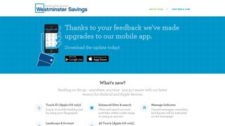 Westminster Savings Credit Union - Mobile App Update