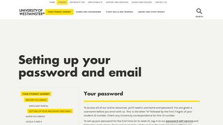 Setting up your password and email | University of Westminster, London