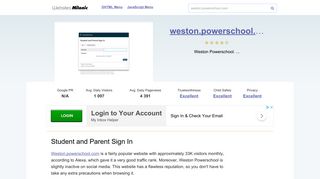 Weston.powerschool.com website. Student and Parent Sign In.