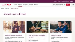 Manage my credit card | Westpac