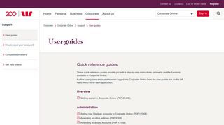 Corporate Online user guides | Westpac