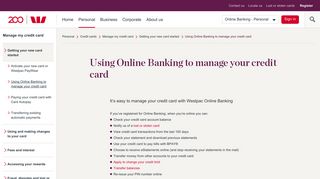 Using Online Banking to manage your credit card | Westpac