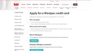 Apply now | Online Credit Card Application - Westpac NZ
