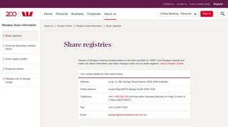 Share registries, ASX and NZSE, Investor Centre | Westpac