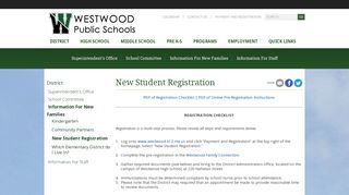 New Student Registration - Westwood Public Schools