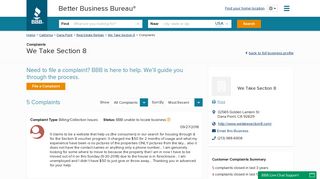 We Take Section 8 | Complaints | Better Business Bureau® Profile