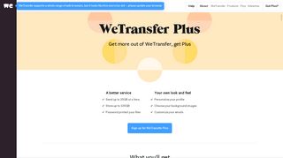 Upgrade to send bigger files | WeTransfer Plus