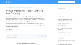 Using a WeTransfer Plus account for a team/company – WeTransfer ...