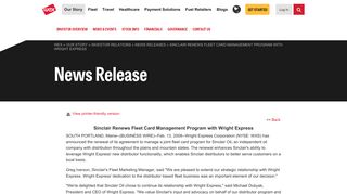 Sinclair Renews Fleet Card Management Program with ... - WEX, Inc.