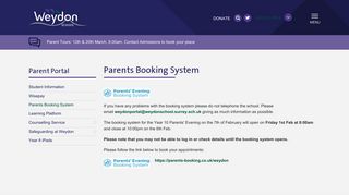 Parents Booking System - Weydon School