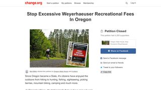 Stop Excessive Weyerhaeuser Recreational Fees In ... - Change.org