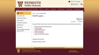 Staff Logins | Weymouth Public Schools