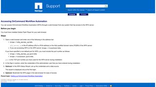 Accessing OnCommand Workflow Automation - NetApp Support