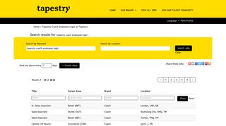 Tapesrty Coach Employee Login - Tapestry Jobs