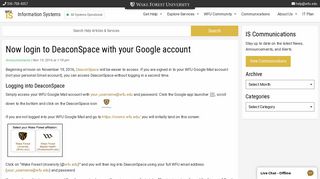 Now login to DeaconSpace with your Google account – WFU IS