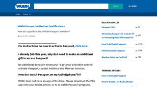 WGBH Passport Activation Qualifications