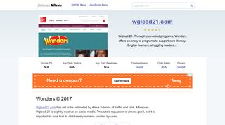 Wglead21.com website. Wonders © 2017.