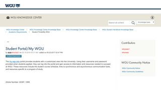 Student Portal/My WGU - WGU Community - WGU Student Handbook