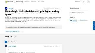 Please login with administrator privileges and try again ...