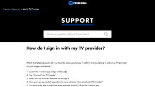 How do I sign in with my TV provider? – Freeform Support