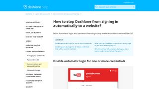 How to stop Dashlane from signing in automatically to a website ...