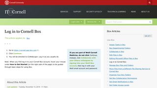 Log in to Cornell Box | <span class=