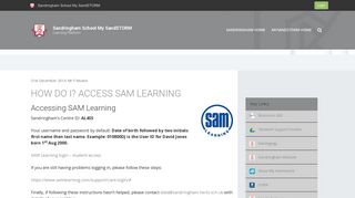 How do I? Access SAM Learning | Sandringham School My ...