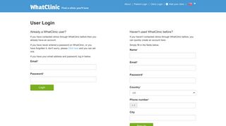 Log in to your WhatClinic account (for users)