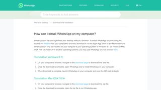 WhatsApp FAQ - How can I install WhatsApp on my computer?