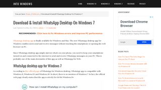 Download & Install WhatsApp Desktop On Windows 7 - Into Windows