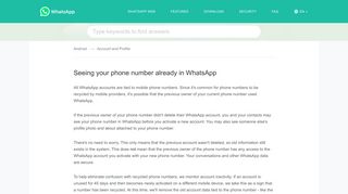 WhatsApp FAQ - Seeing your phone number already in WhatsApp