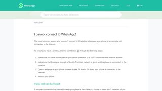 WhatsApp FAQ - I cannot connect to WhatsApp!