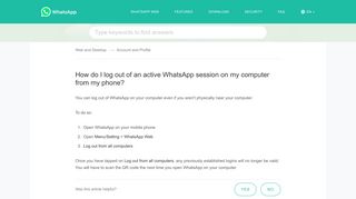 WhatsApp FAQ - How do I log out of an active WhatsApp session on ...