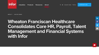 Wheaton Franciscan Healthcare Consolidates Core HR, Payroll - Infor