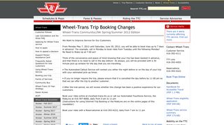 TTC Wheel-Trans Trip Booking Changes